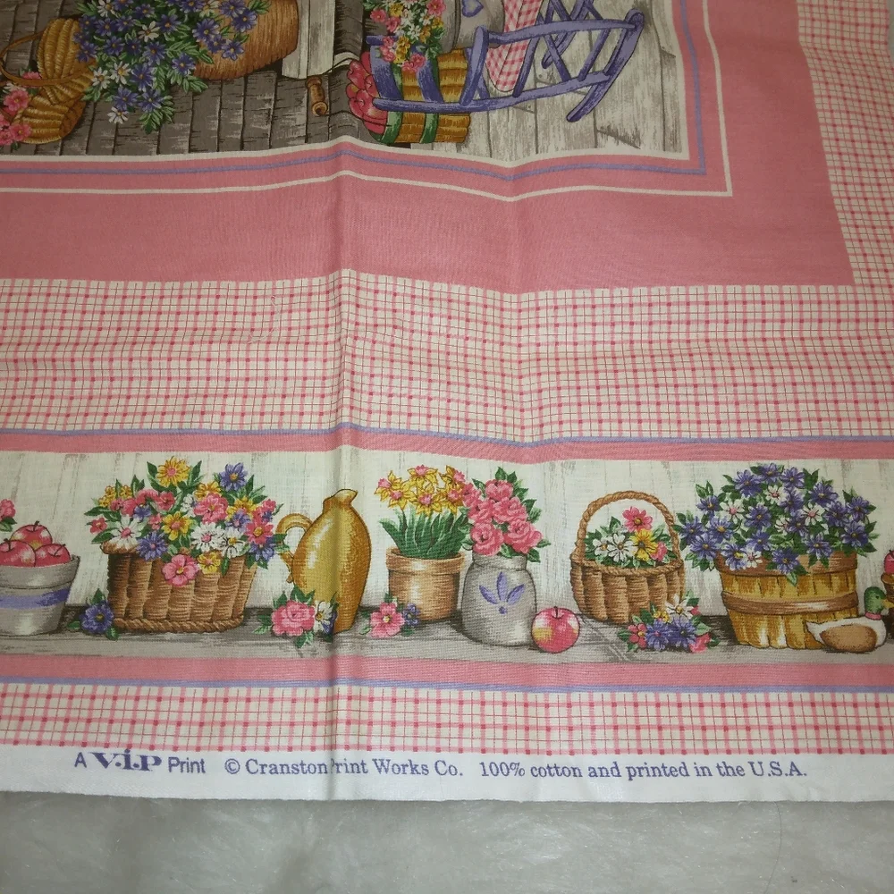 FABRIC PILLOW PANELS Cranston Print Works Charming Cottage Porch Scene, 4